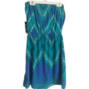 Express Silky Dress Turqiose & Blue Size S Detachable Straps Elastic Wai…